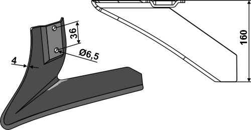 Angled wing share - left