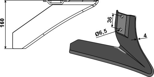 Angled wing share - right