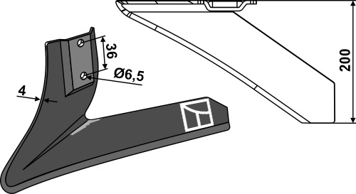 Angled wing share - left