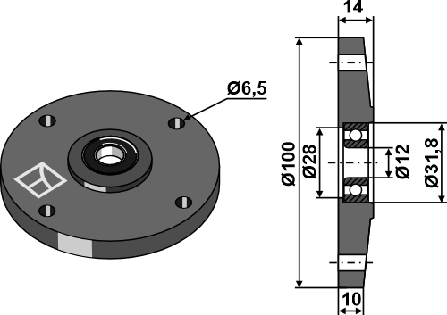 Disc with bearing