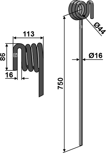 Efter tand Ø16 mm, højre