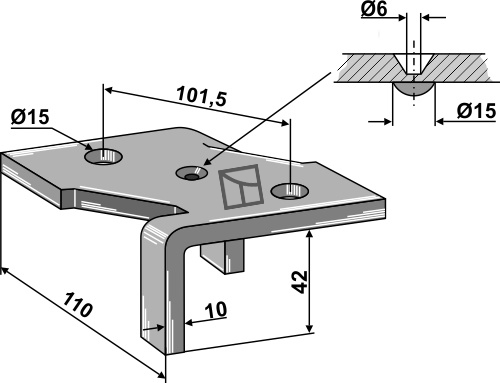 Klemme for 3 1/2-lags kultivatortinder
