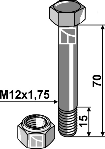 Shear bolt M12 with self-locking nut