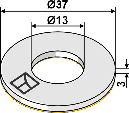 Damper washer Ø37x3xØ13 DIN 9021 A13 (Polyamide) self-adhesive