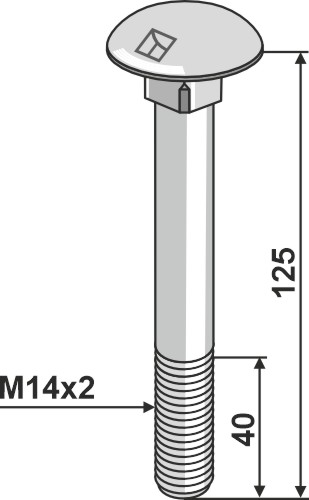 Bolt M14 galvanisert uten mutter
