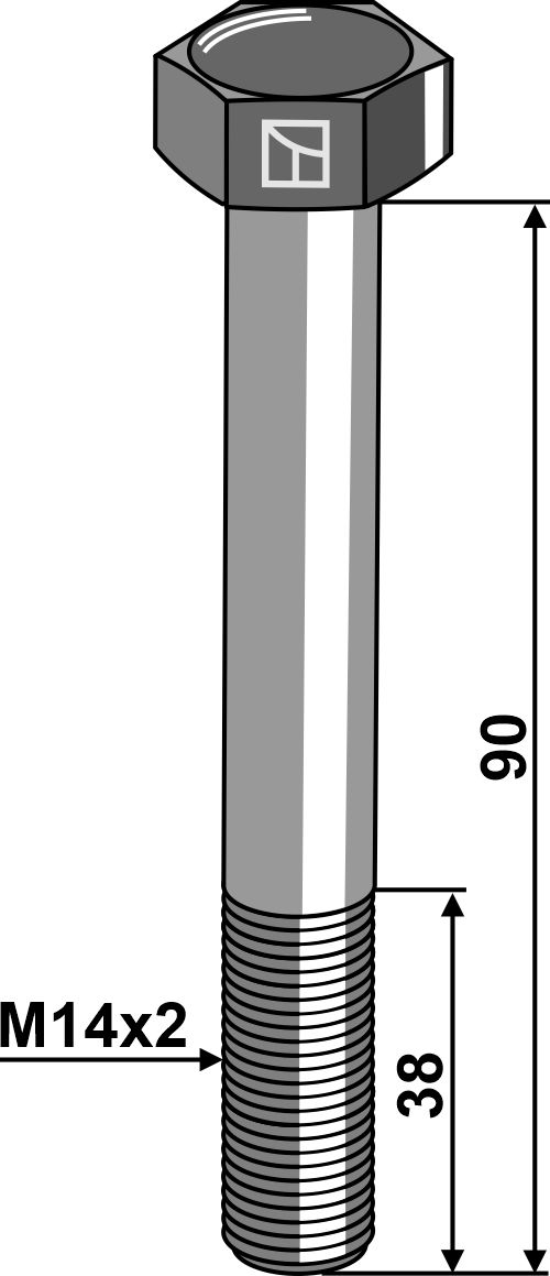Sekskantbolt M14x2x90 uten mutter