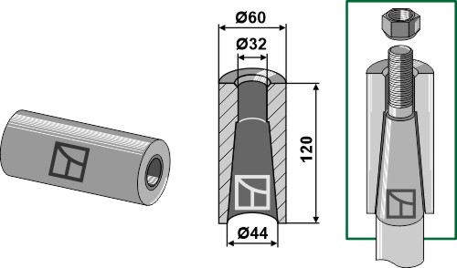Svejsebøsning til tand med M28-gevind