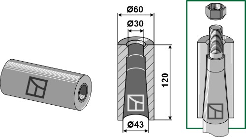 Svetsbussning för tand med M28-gänga
