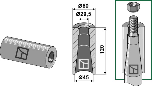 Svejsebøsning til tand med M28-gevind