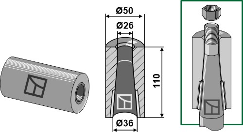 Hitsausholkki piikille lukitusmännällä