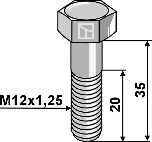 Sekskantbolt M12x1,25x35 med selvlåsende møtrik