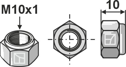 Itselukittuva mutteri - M10x1