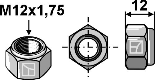 Selvlåsende møtrik - M12x1,75