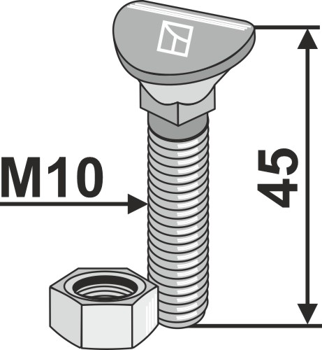 Kultivatorbolt - M10x45 - 8,8