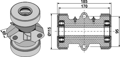 Bearing compl. for 26x26 square shaft