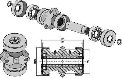 Leje komplet til 28x28 firkantet aksel