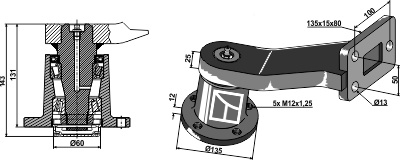 Lager med skaft - venstre modell