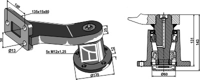 Lager med skaft - høyre modell