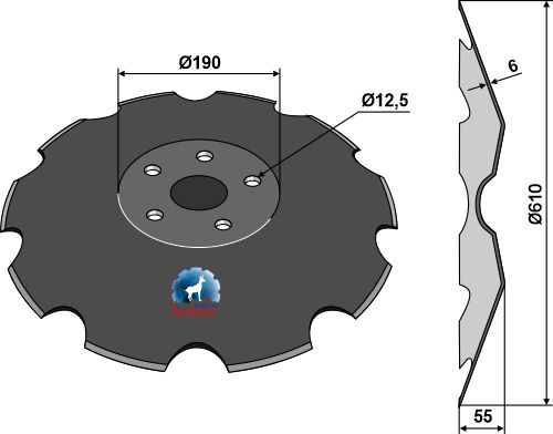 Skive med indhak Ø610x6
