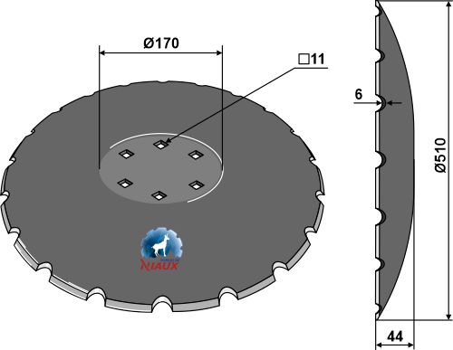 Hakket skive - Ø510x6