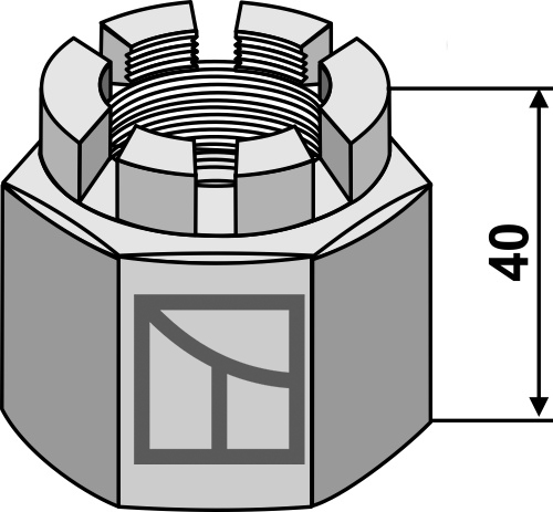 Sekskantet kronemutter M 39 x 4 for 40x40 firkantet skaft