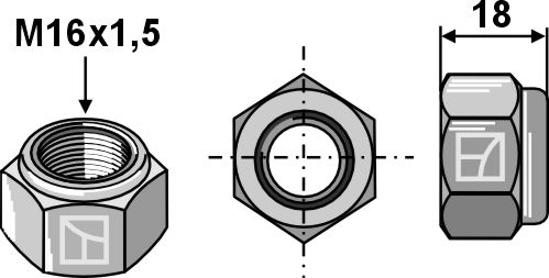 Self-locking hexagon nut - M16x1,5 - 8.8