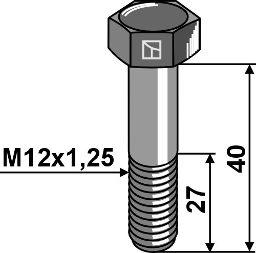 Sekskantbolt med metrisk fingjenge - M12x1,25X40 - 12.9