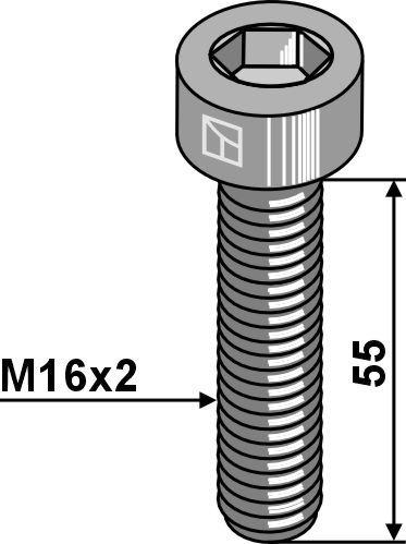 Sekskantbolt - M16x2x55 - 12,9