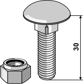 Skruer med skivehoved M10x1,5x30 med selvlåsende møtrikker