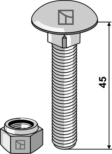 Saucer-head screw M10x1,5x45 with self-locking nuts