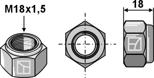 Selvlåsende sekskantmutter - M18x1,5 - 10.9