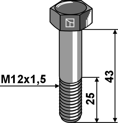 Sexkantskruv med metrisk fin gänga – M12x1,5x43 – 12,9