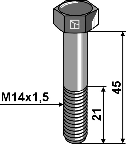 Hexagon bolt with metric fine thread - M14x1,5x45 - 12.9
