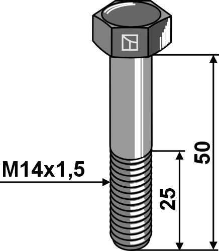 Sekskantbolt med metrisk fingjenge - M14x1,5X50 - 12.9