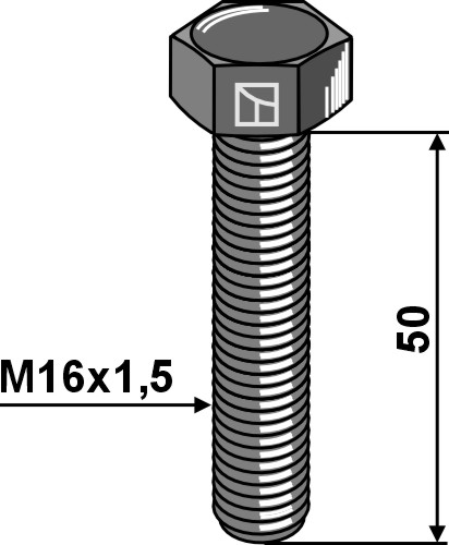 Sekskantbolt med metrisk fingjenge - M16x1,5x50 - 12.9