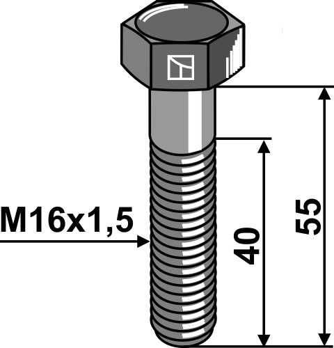 Hexagon bolt with metric fine thread - M16x1,5X55 - 12.9