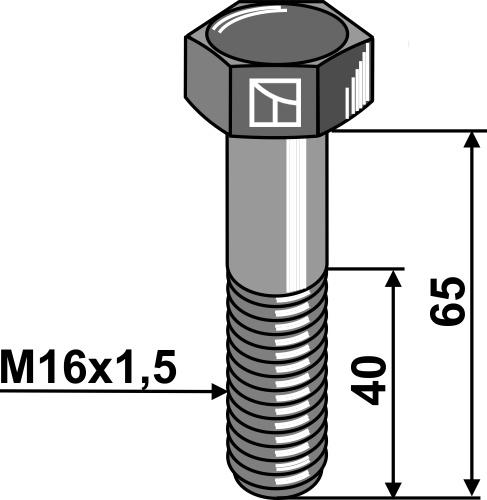 Kuusiokantapultti metrisellä hienokierteellä - M16x1,5X65 - 12.9