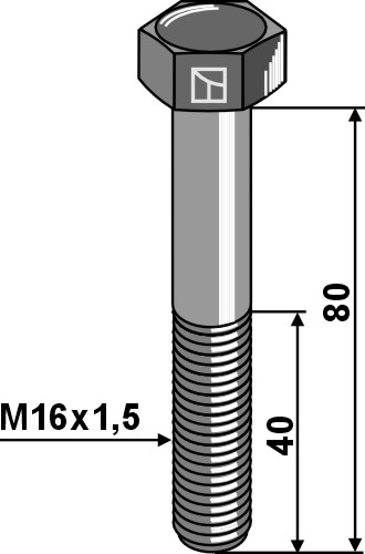 Sekskantbolt med metrisk fint gevind - M16x1,5X80 - 12,9