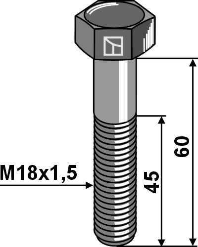 Sekskantbolt med metrisk fingjenge - M18x1,5x60 - 10.9