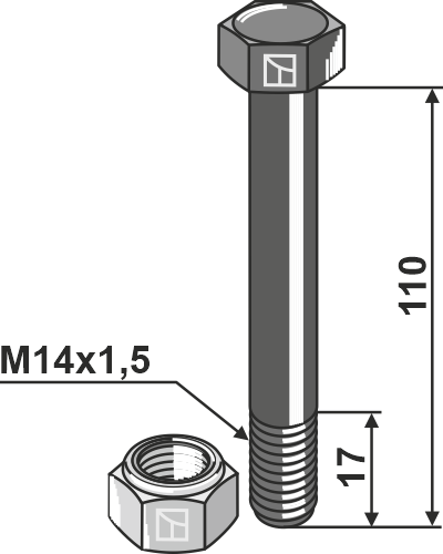 Hexagon Bolt M14x1,5x110 with self-locking nut
