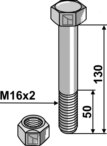 Bolt - M16 x2x 130-10.9