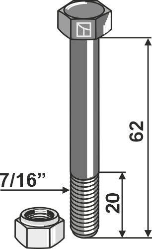 Bolt with self-locking nut - 7/16''UNF