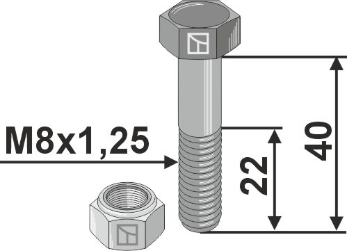 Hexagon Bolt M8x1,25x40 with self-locking nut