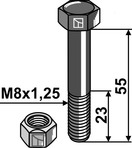 Hexagon Bolt M8x1,25x55 with self-locking nut