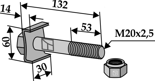 Bolt with self-locking nut M 20 x 2,5 - 8.8
