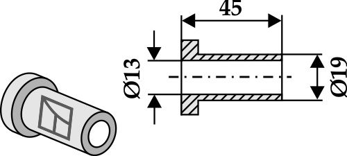 Innvendig bøssing 45xØ13xØ19