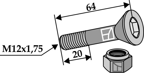 Bolt M 12 x 65 -10.9 with self-locking nut