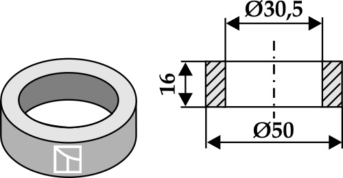 Central bush 16xØ30,5xØ50