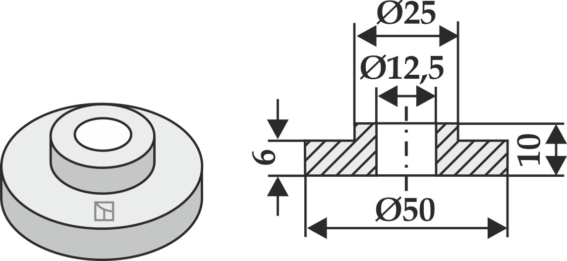 External bush 10xØ12,5xØ50
