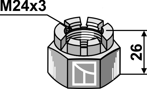 Hexagon castle nut M24x3